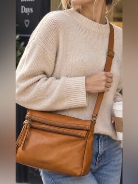 Margot Classic Tan Leather Crossbody Bag
